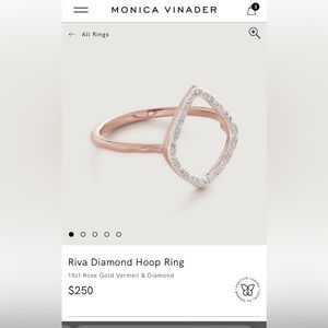 Monica Vinader ring. Rose Gold Vermeil with Diamonds.